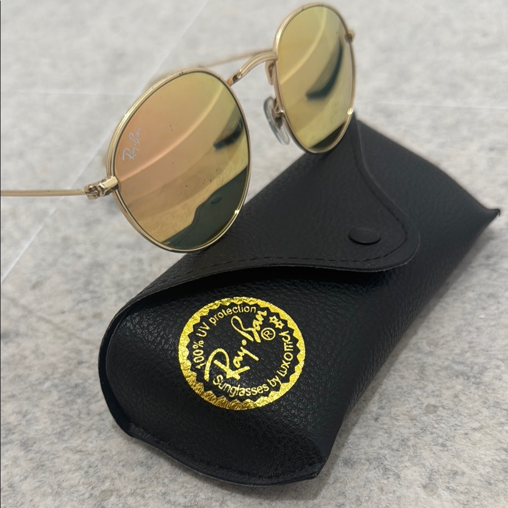 Ray-Ban Gold Sunglasses with Black Case